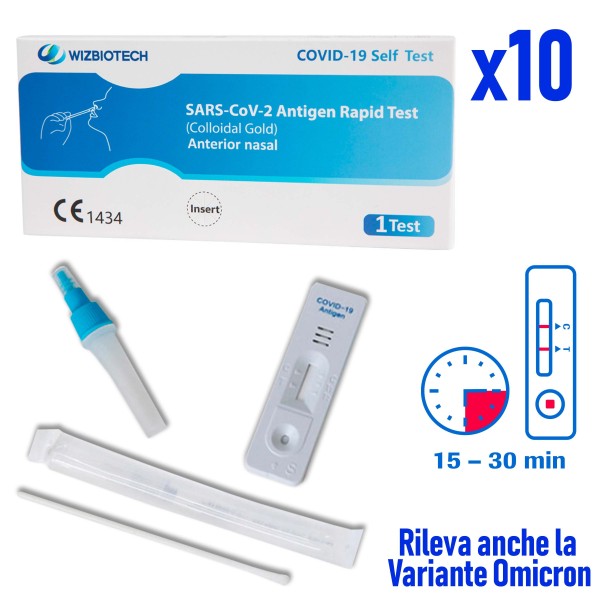 RAPID TEST ANTIGENICO NASALE NASOFARINGEO CASALINGO DOMESTICO RAPIDO OMICRONx10