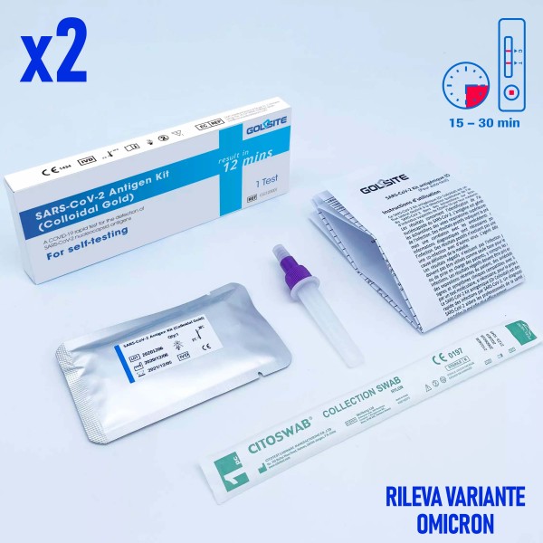 KIT TEST RAPIDO ANTIGENE TAMPONE TAMPONI NASALE AUTO DIAGNOSTICO CERTIFICATO x2