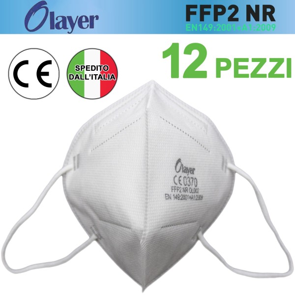 12X MASCHERINA FFP2  MASCHERINE FFP2 BIANCA BIANCHE MORBIDA SENZA VALVOLA CE