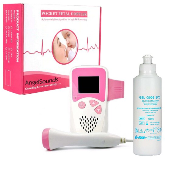 DOPPLER FETALE PRENATALE PROFESSIONALE BABY MONITOR BATTITO CUORE + GEL 260ML