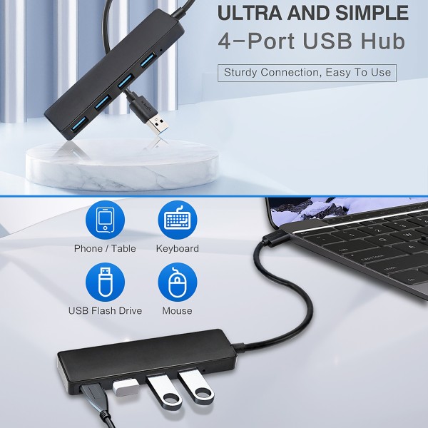 HUB USB PROLUNGA ESPANSORE 4 PORTE 3.0 NOTEBOOK COMPUTER MAC OS WINDOWS