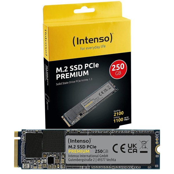 SSD INTENSO 250GB M.2 PCIe DISCO ALLO STATO SOLIDO INTERNO NOTEBOOK LAPTOP