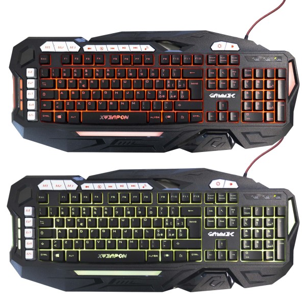 TASTIERA GAMING RETROILLUMINATA 7 COLORI KEYBOARD MULTIMEDIALE CABLATA USB