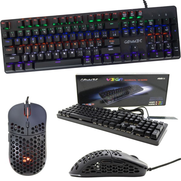 KIT MOUSE OTTICO E TASTIERA LAYOUT ITA MULTIMEDIA RGB 5000DPI GAMING ERGONOMICO