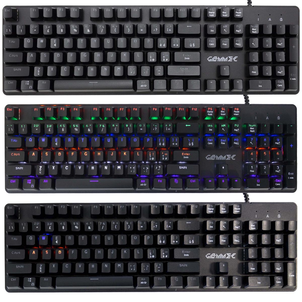 Kit Optical Mouse And Keyboard Layout Italian Multimedia RGB 5000DPI Gaming - Picture 2 of 8