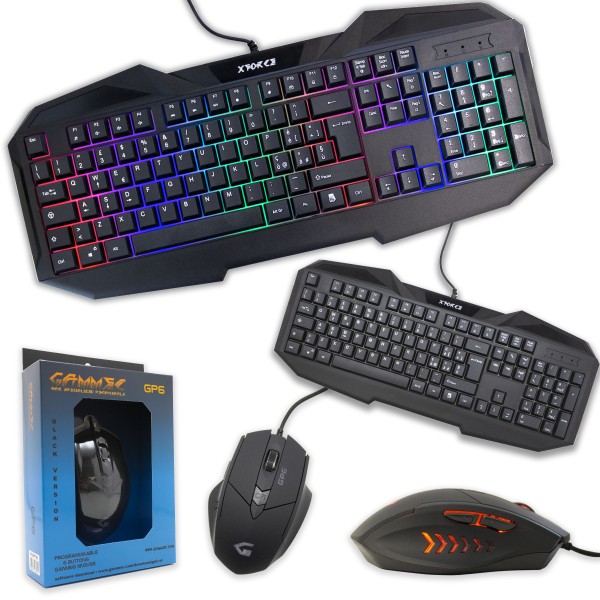 KIT MOUSE OTTICO E TASTIERA RGB 3200DPI GAMING ERGONOMICO LAYOUT ITA MULTIMEDIA