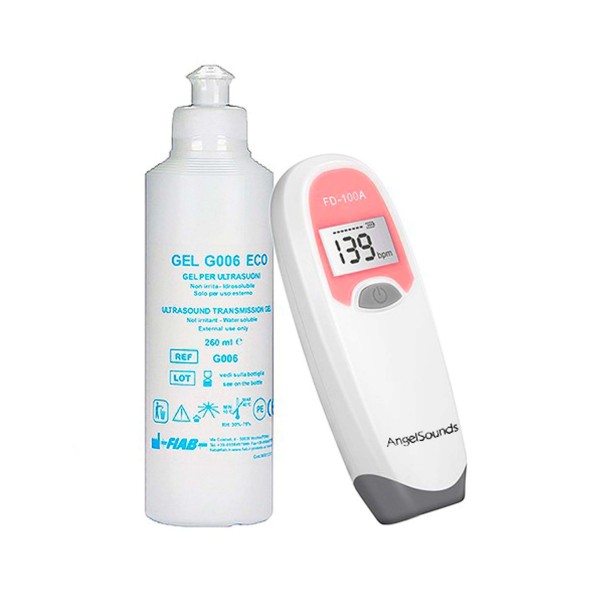 DOPPLER FETALE PRENATALE PROFESSIONALE MONITOR POCKET BATTITO CUORE + GEL 260ML