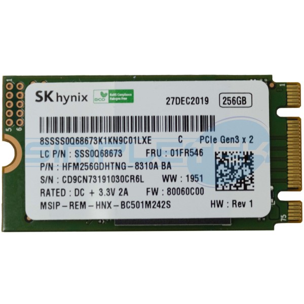 SSD 256GB 2242 M.2 NVME PCI-E 3.0 x2 SK HYNIX HFM256GDHTNG SSS0Q68673 01FR546