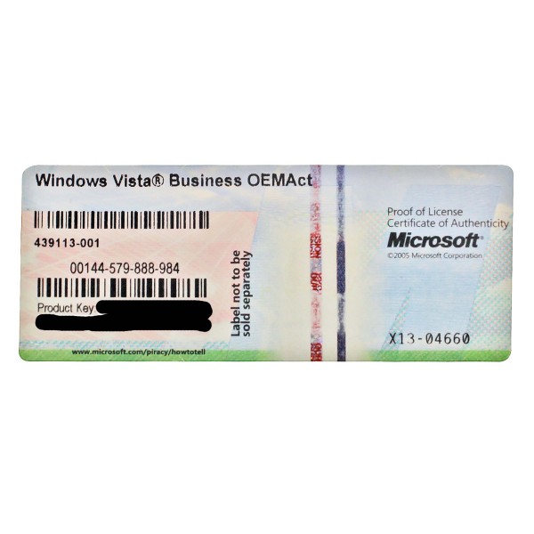 LICENZA ORIGINALE MICROSOFT WINDOWS VISTA BUSINESS 32 / 64 BIT PRODUCT KEY COA