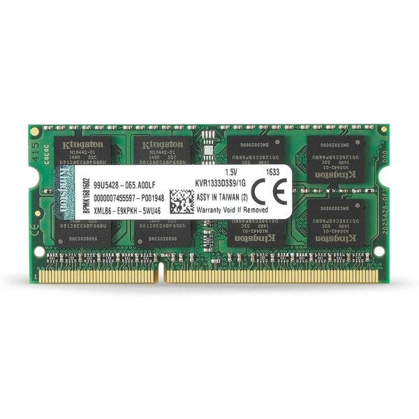 KINGSTON MEMORIA RAM DDR3 1GB PC3-10600 CL9 204-PIN DIMM 1,5V NOTEBOOK LAPTOP