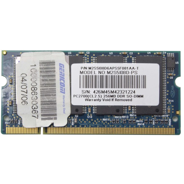 GERICOM M2S5I08D-PS 256MB 333MHZ DDR DDR1 SODIMM BANCO MODULO RAM NOTEBOOK