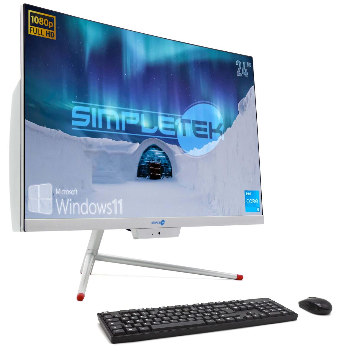Aio Tout en Un i3 24 " Full HD Victoire 11 RAM 4GB SSD 120GB PC Ordinateur Fixe