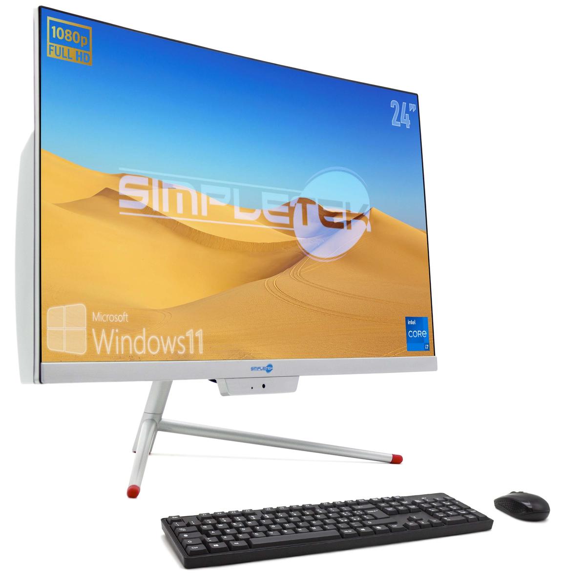 All In One I7 24" Win11 Ram 16gb Ssd 2tb M.2 120gb 2,5" Pc Computer Fisso Curvo_ - Foto 1 di 13