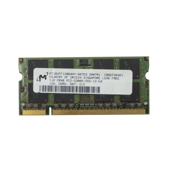 MICRON MT16HTF12864HY-667D3 DDR2 1GB PC2 667MHZ SODIMM MEMORIA BANCO MODULO RAM