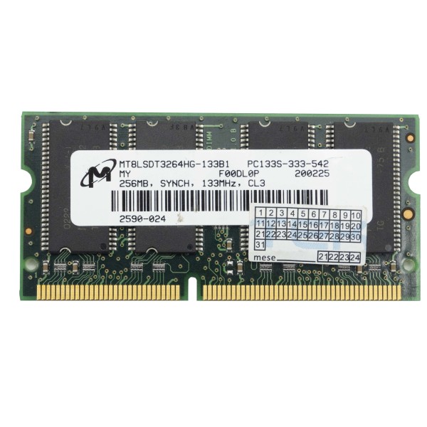 MICRON MT8LSDT3264HG-133B1 256MB SRAM SDR-133 PC-133 SODIMM MEMORIA BANCO