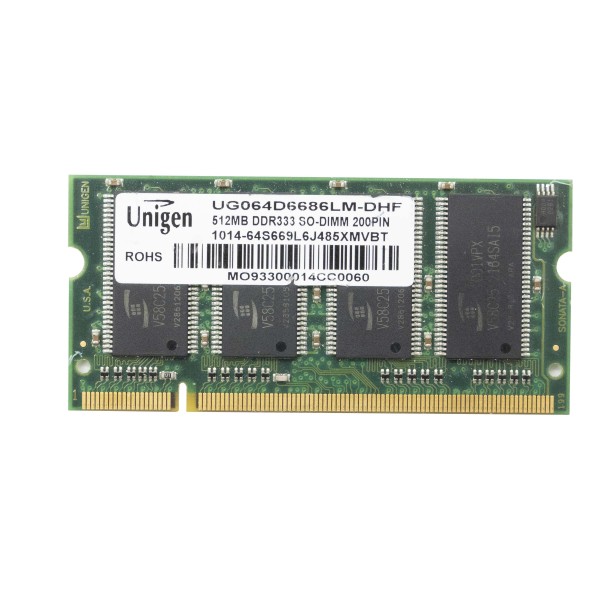 UNIGEN UG064D6686LM-DHF 512MB 333MHZ DDR DDR1 SODIMM MEMORIA BANCO MODULO RAM