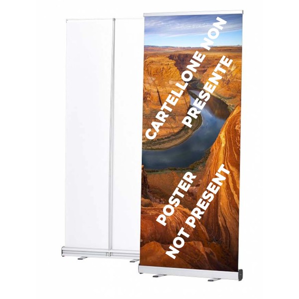 ESPOSITORE POSTER CARTELLONE AVVOLGIBILE IN ALLUMINIO STAND PUBBLICITARIO PVC