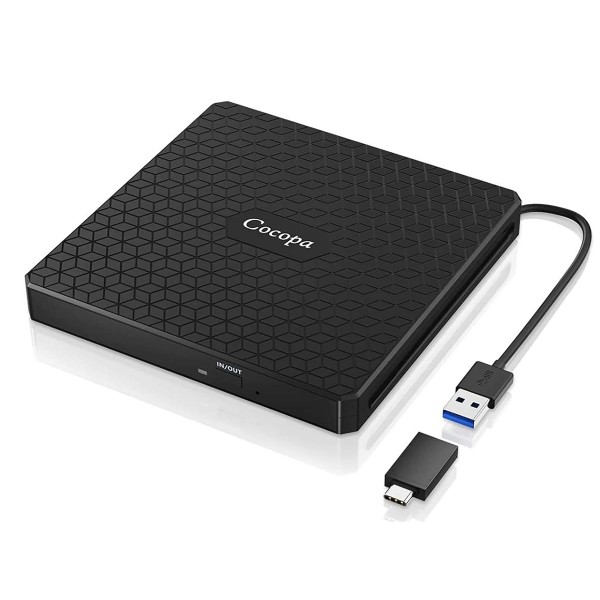 LETTORE MASTERIZZATORE CD/DVD R/RW ESTERNO USB 3.0 TYPE-C PORTATILE SLIM LAPTOP