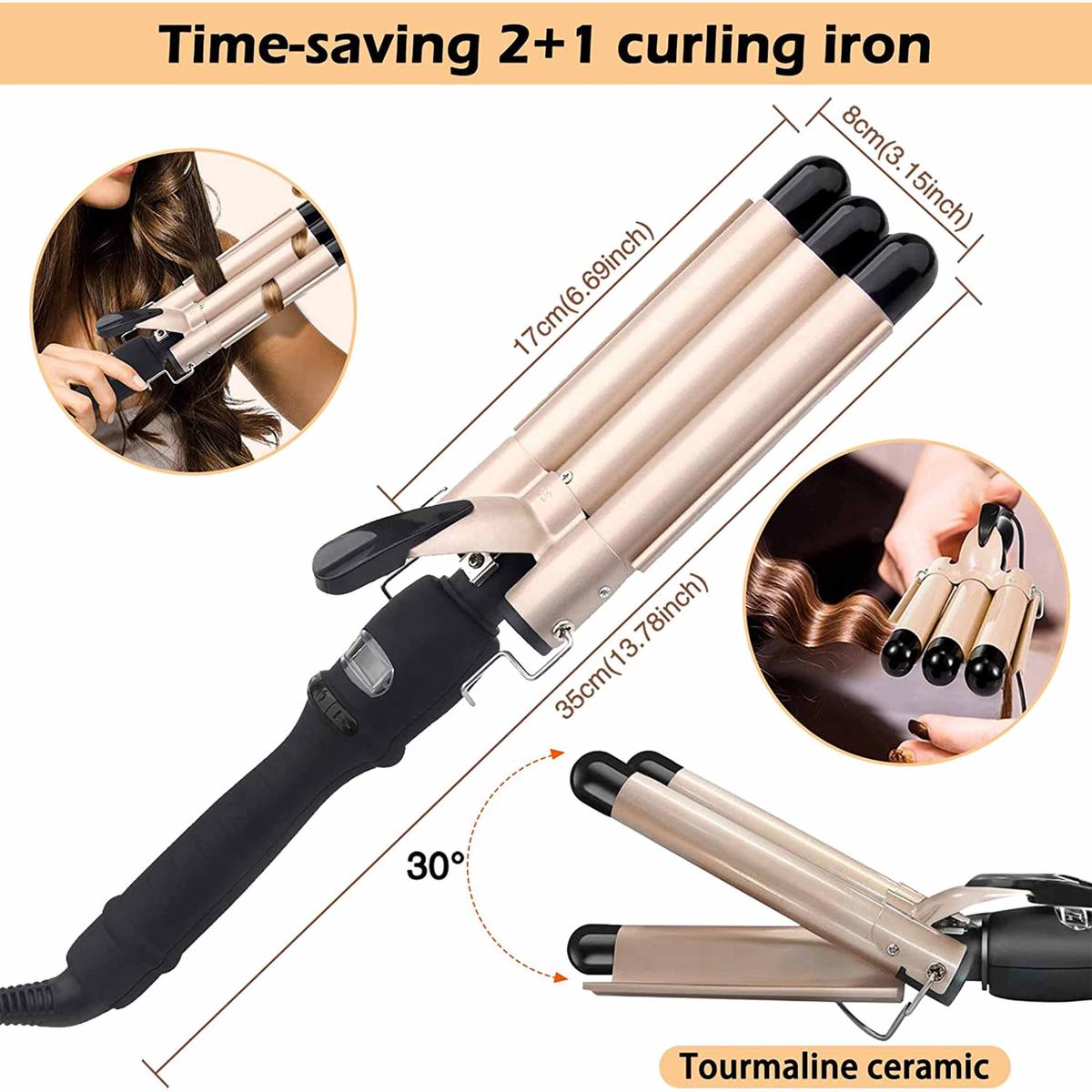 Piastra Per Capelli Ricci Ondulati Curler Arricciacapelli Ferro 22mm Lcd 14 Liv_ - Foto 6 di 6