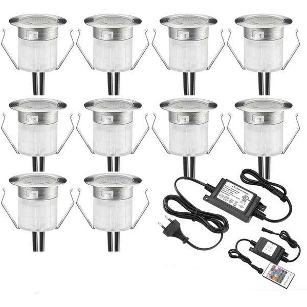 6 PEZZI FARETTO DA INCASSO LED RGBW IMPERMEABILE IP67 LUCE PATIO GIARDINO 1W