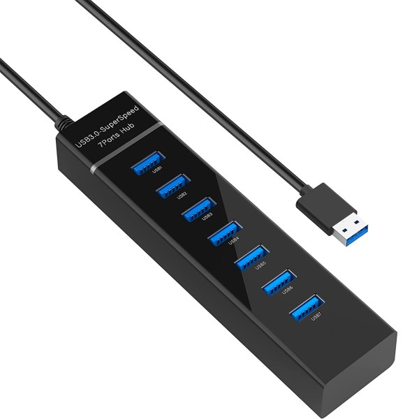 HUB 7 PORTE USB 3.0 SPLITTER USB SUPER SPEED COMPUTER LAPTOP CIABATTA PLUG PLAY