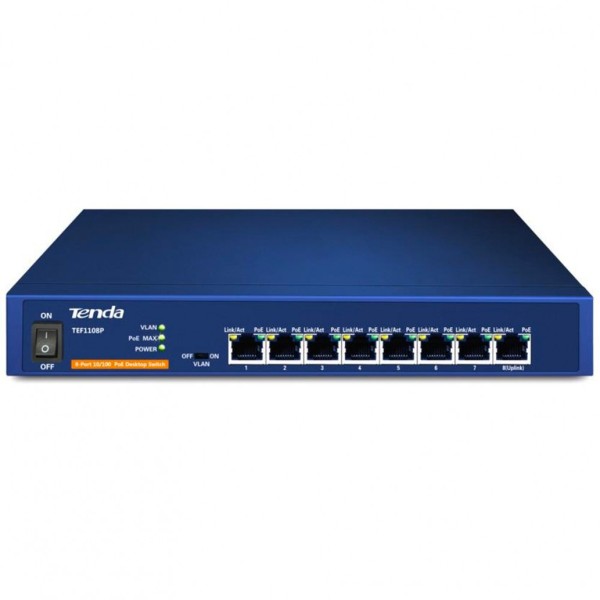 SWITCH DI RETE TENDA TEF1108P 8 PORTE 8-PORT 10/100 DESKTOP FAST ETHERNET PC