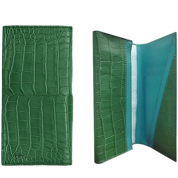 CREDIT CARD CASE VERTU SIGNATURE TOUCH GREEN ALLIGATOR CUSTODIA ORIGINALE