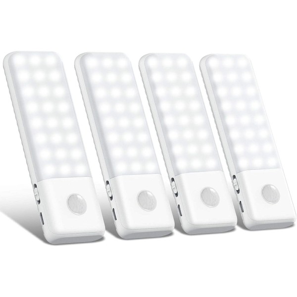 LUCE NOTTE 48 LED LUCI ARMADIO 4 PCS. SENSORE DI MOVIMENTO INTEGRATO USB