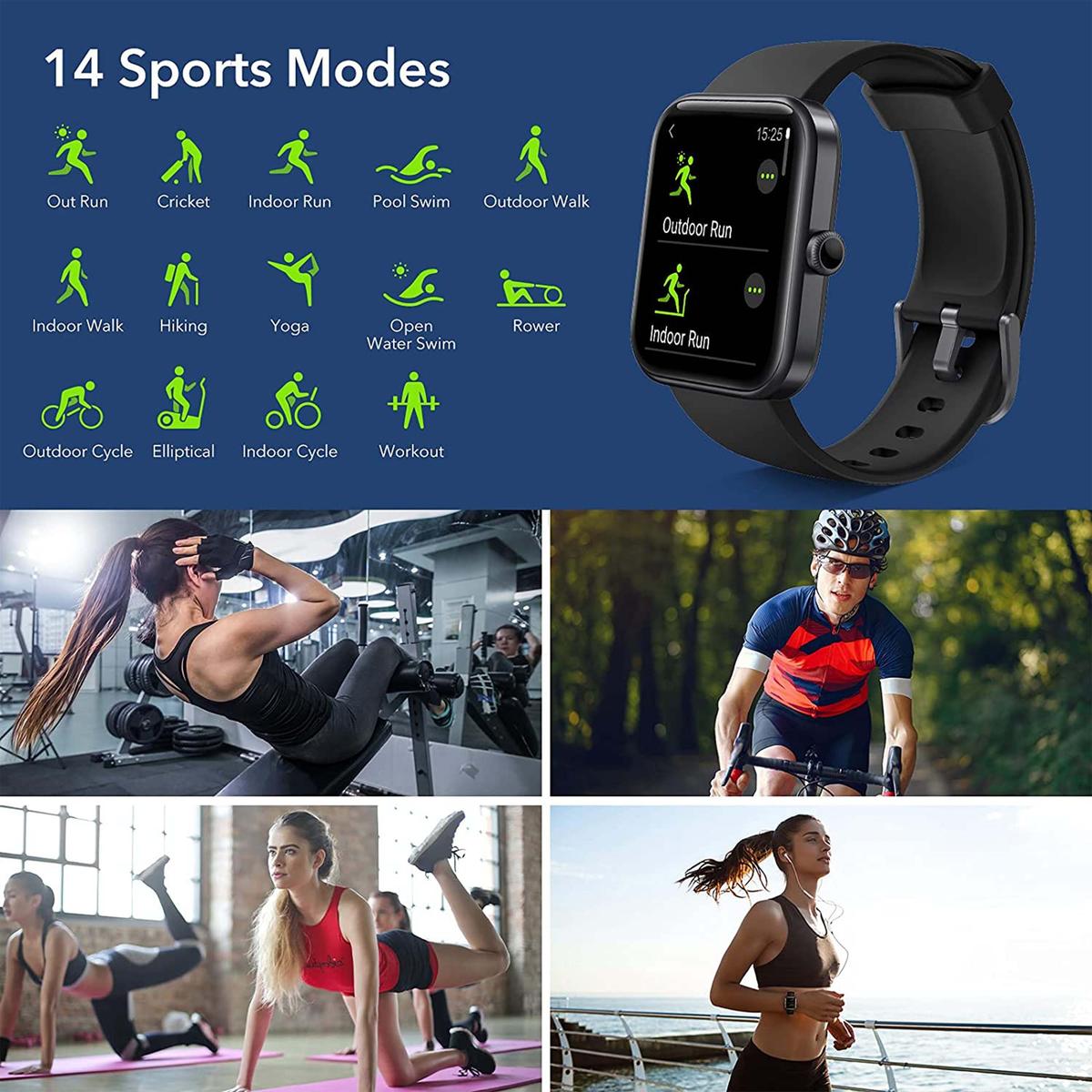 Smart Montre 1.7 " Unisex Compatible Avec Alexa Fréquence Cardiaque Saturation - Photo 4 sur 6