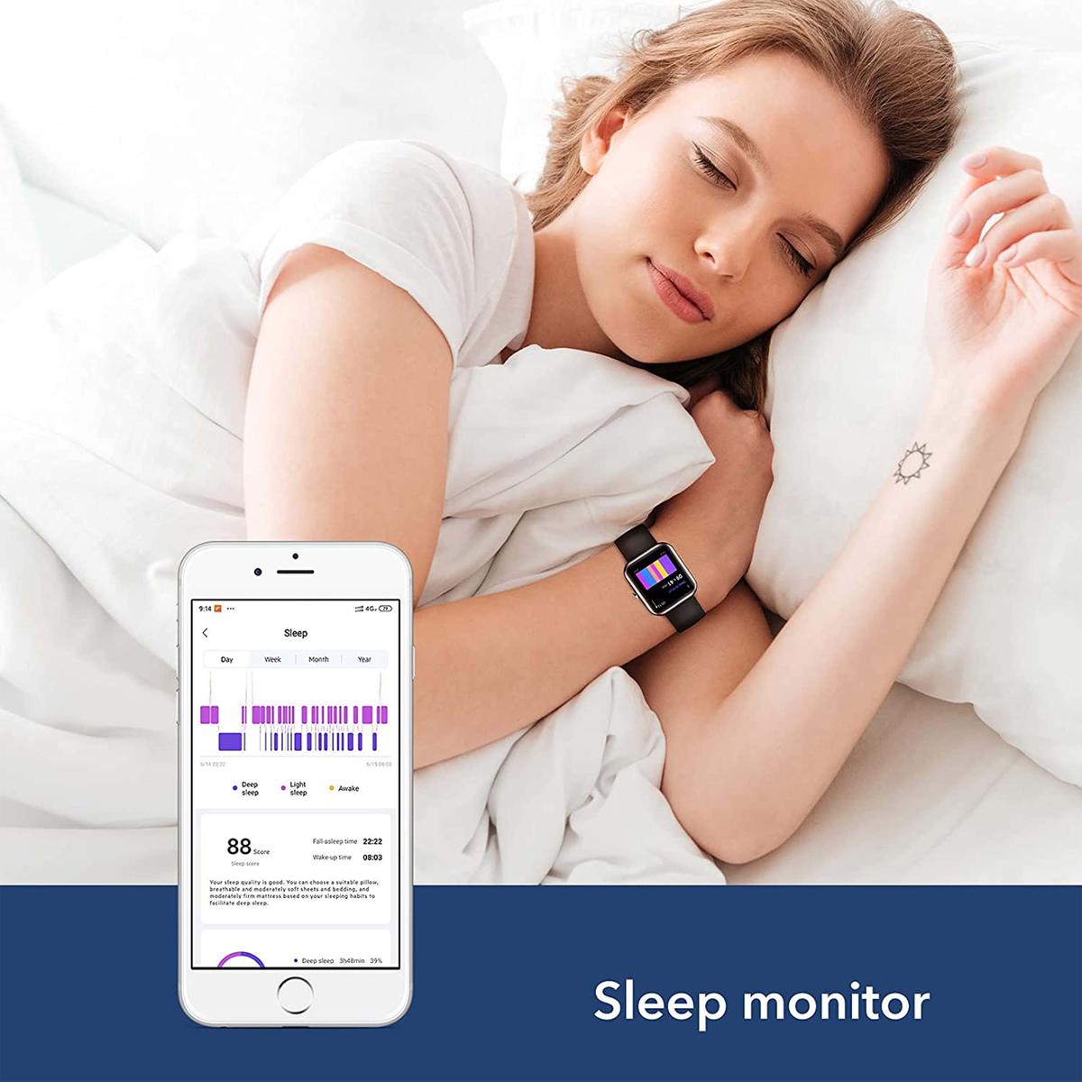 Smart Montre 1.7 " Unisex Compatible Avec Alexa Fréquence Cardiaque Saturation - Photo 6 sur 6