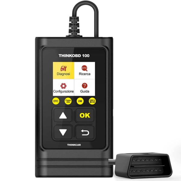 STRUMENTO DIAGNOSTICA TEST MOTORE AUTOVEICOLI OBD II THINKOBD 100 SCHERMO TFT