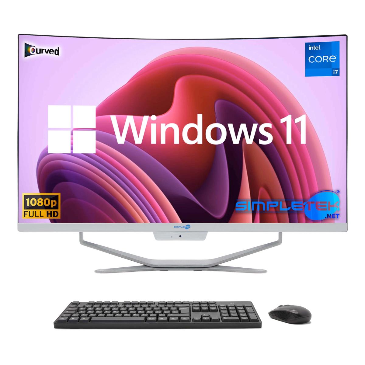All IN One i7 2.9GHz 27 " FHD Gebogen 8GB SSD 480GB Windows 11 PC Computer Fest - Bild 1 von 7