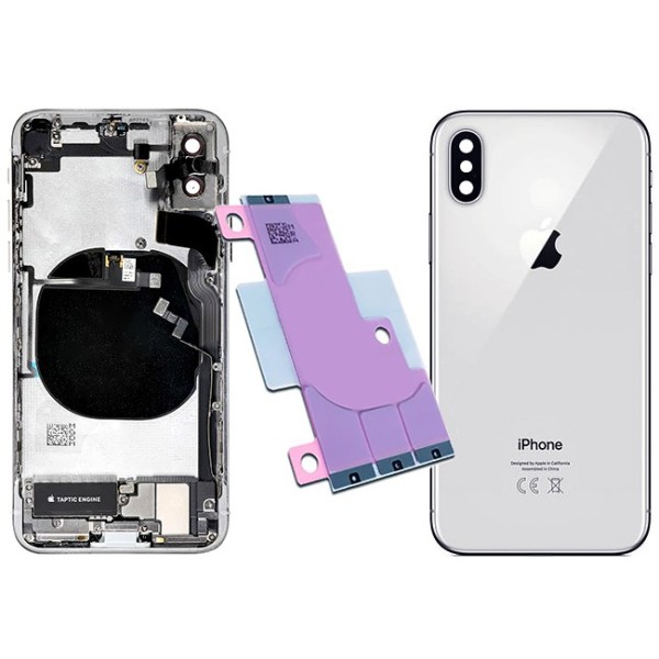 BACK COVER SCOCCA POSTERIORE CASE TELAIO CHASSIS IPHONE X SILVER ORIGINALE