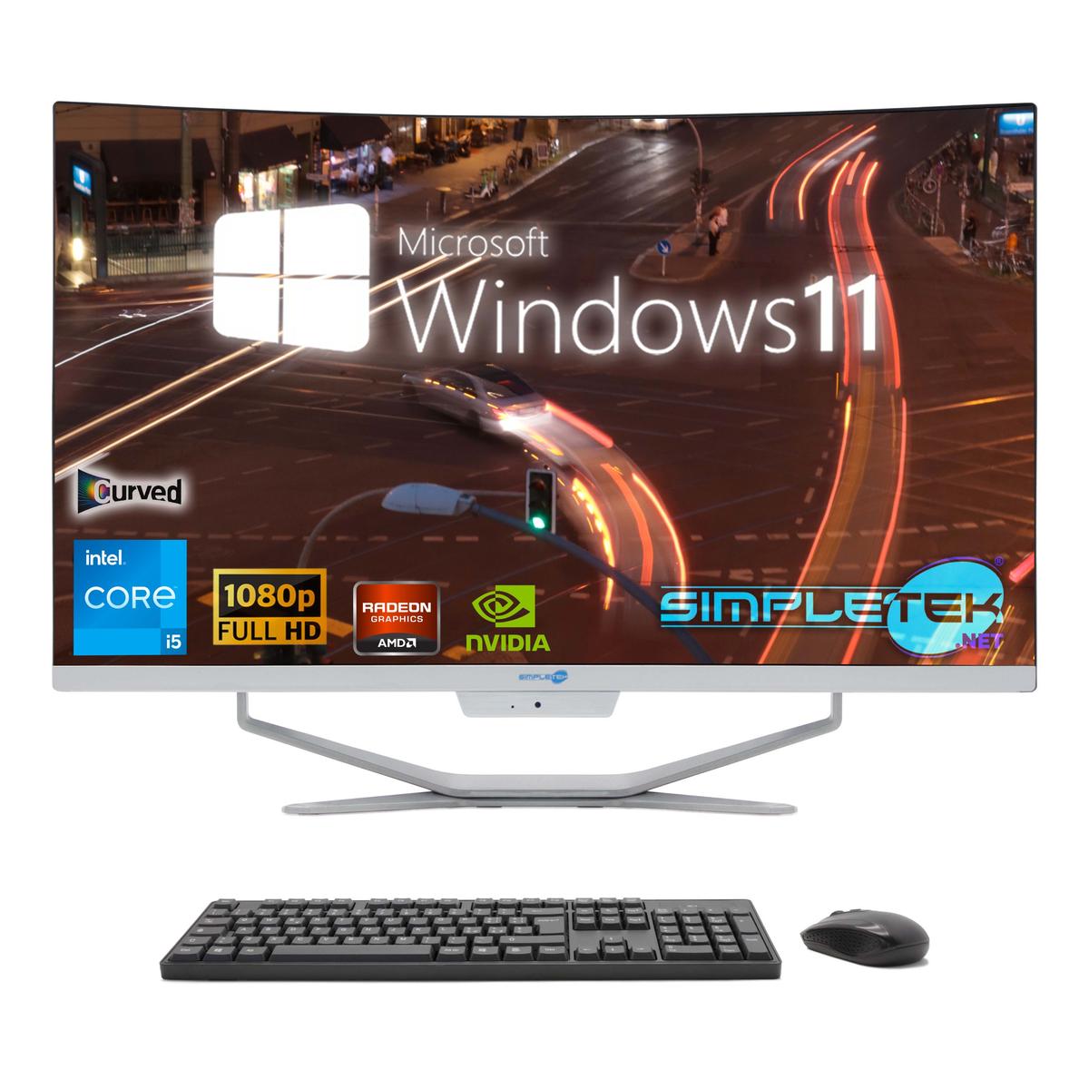 Tout en Un 27 " FHD Courbe i5 8 Gen RAM 8 Go SSD 240 Go Victoire 11 PC De Bureau - Photo 2/8