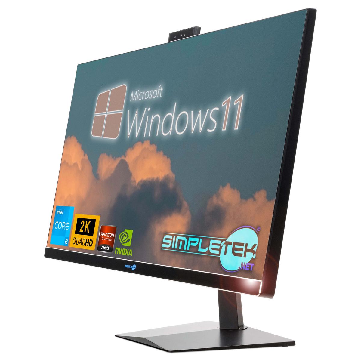 Tout En Un I3 27" 2K Windows 11 Ram 8 Go Ssd 120 Go Pc Ordinateur Fixe Gaming