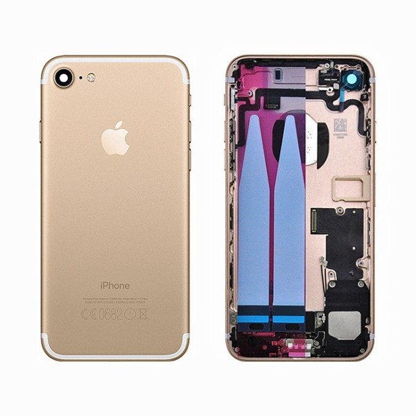 BACK COVER SCOCCA POSTERIORE CASE CHASSIS PER IPHONE 7 GOLD ORO 100% QUALITA'