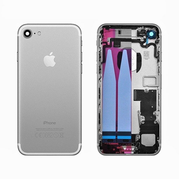 BACK COVER SCOCCA POSTERIORE CASE CHASSIS PER IPHONE 7 SILVER GRIGIA 100% QUALITA'