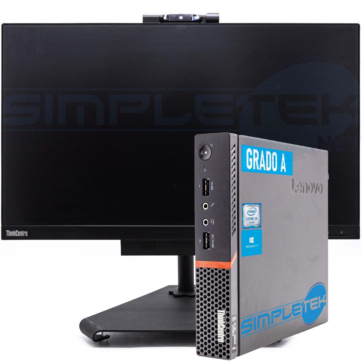 Lenovo M900 Aio i5 Fixe Bureau Mini Windows 11 Pro 16GB SSD 240GB Avec Moniteurs