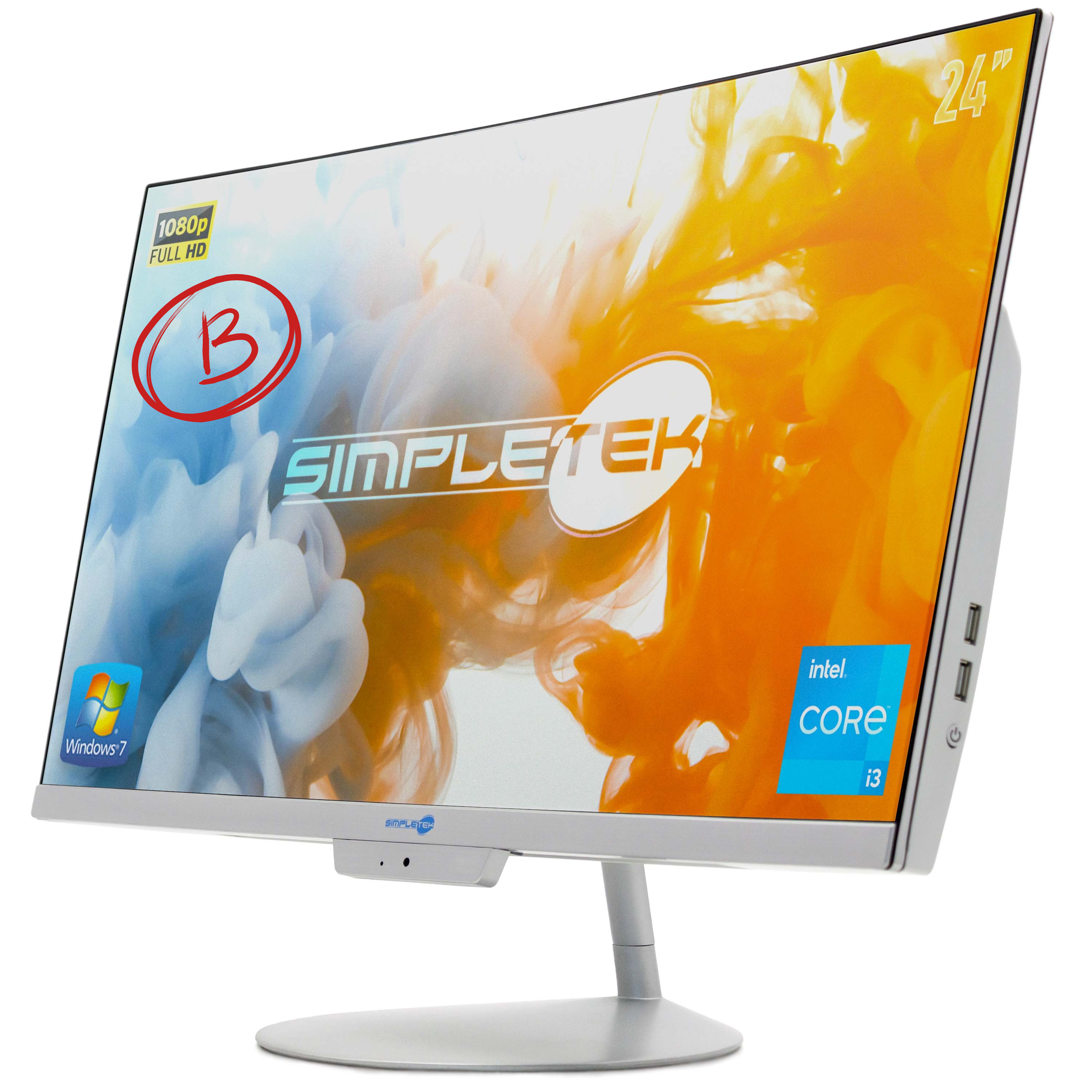 Aio All IN One i3 24 " Full HD Win 7 RAM 8GB SSD 240GB PC Desktop Computer Curvo