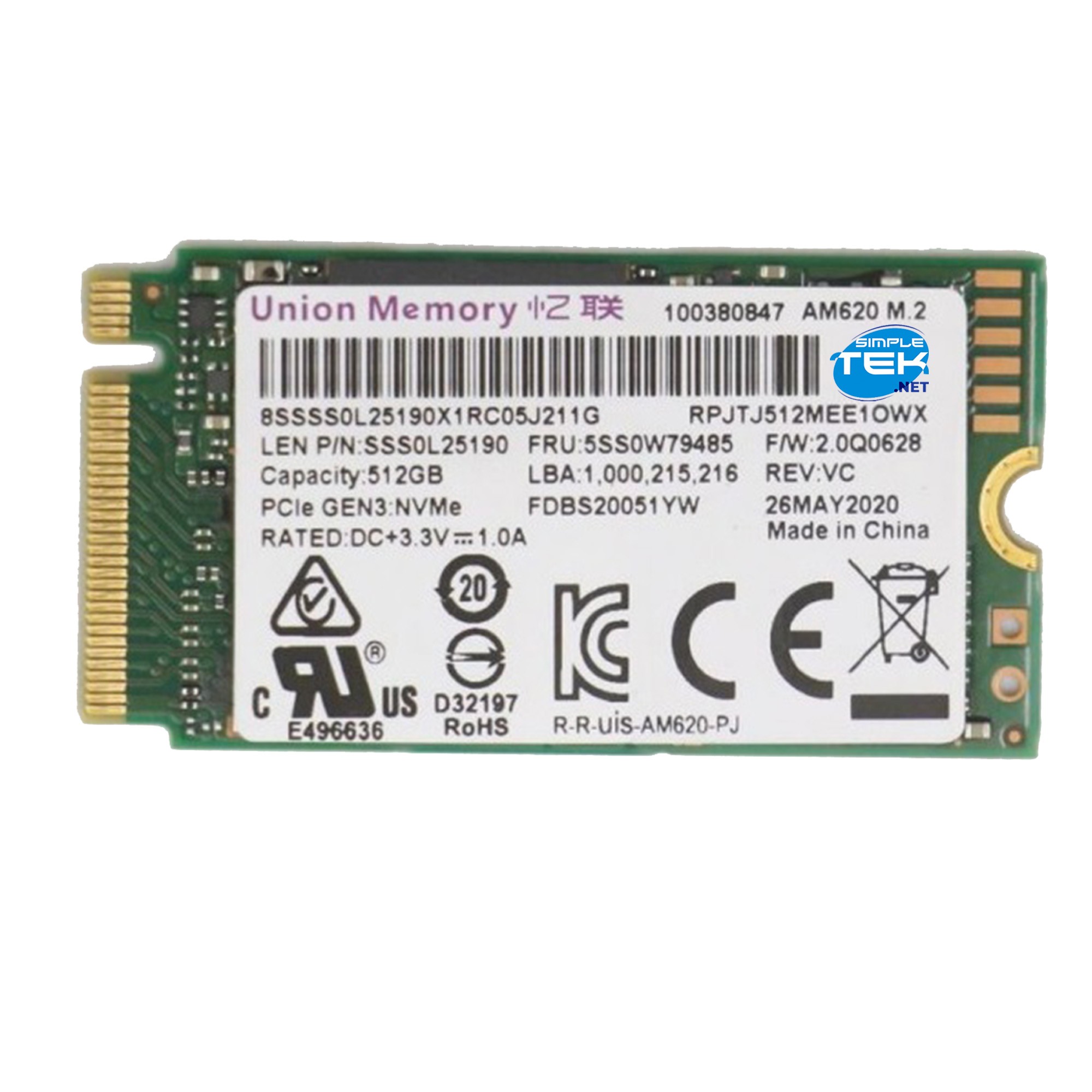 商品画像：Amazon.com: Lenovo ThinkPad 512 GB Solid State Drive - M.2 1